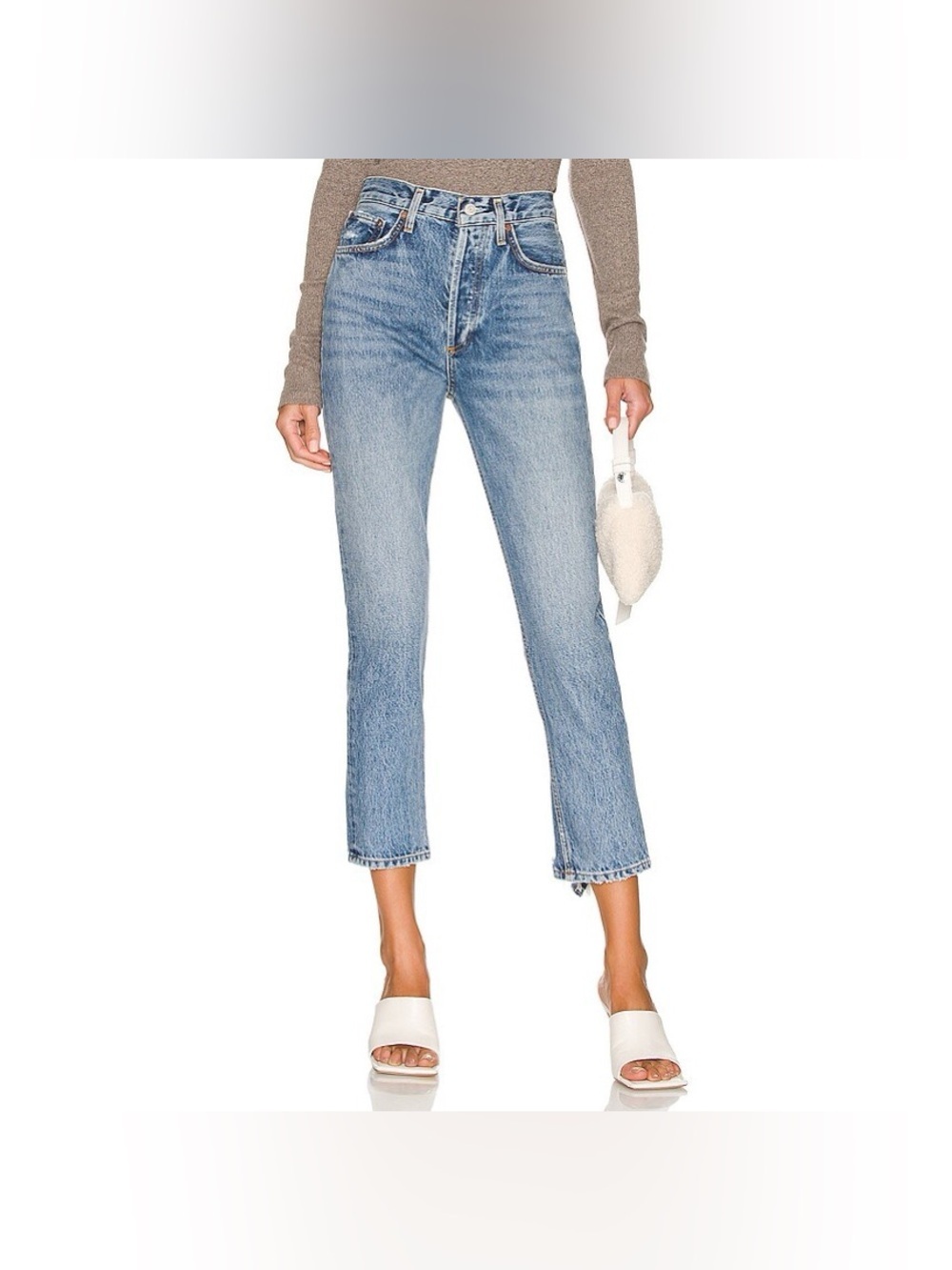 AGOLDE Riley High Rise Straight Crop Denim Jeans in Endless Wash Size 25
